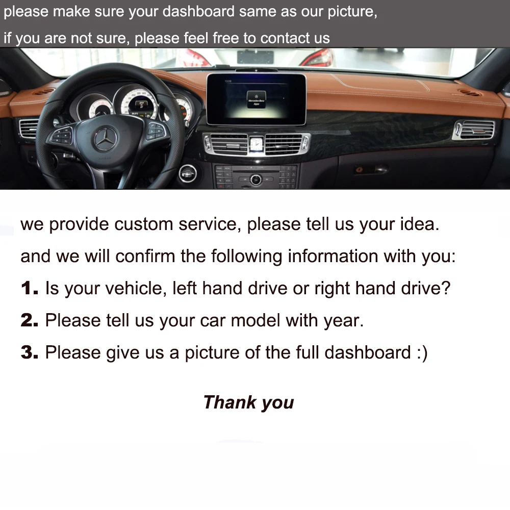 

Custom Car Dashboard Cover Wrap in Alcantara for Mercedes Benz CLS 2011 2012 2013 2014 2015 2016 2017 Shade Cushion