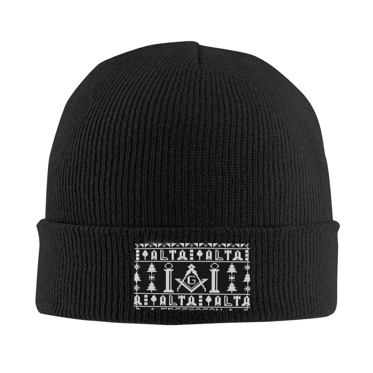 

Masonic Mason Freemason Pattern Bonnet Hats Cool Knit Hat For Men Women Winter Warm Skullies Beanies Caps