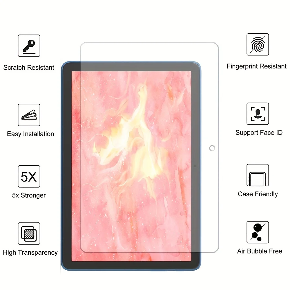 3sheets of tempered glass film for Fire HD 10 2023 10.1 Tablet HD 10 2021/Fire max 11/HD 8 2020&2022/Fire 7 2022 high definition