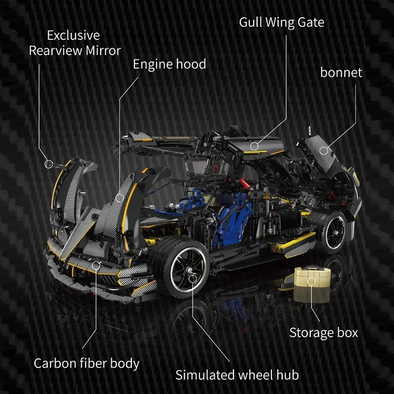 MOULD KING 13182 Technical Huayra Hypercar Super Sport Racing Car Building Toys Paginie Model Bricks Toys For Kids Boys Gifts