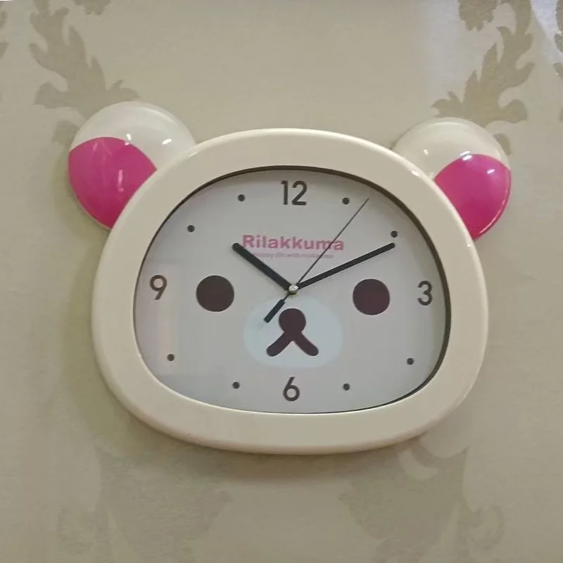 Cute Cartoon  Anime Rilakkuma Peripheral Wall Clock Alarm Clock  Bedroom Sweeping Second Quartz Clock Silent Clock Living Room view 4