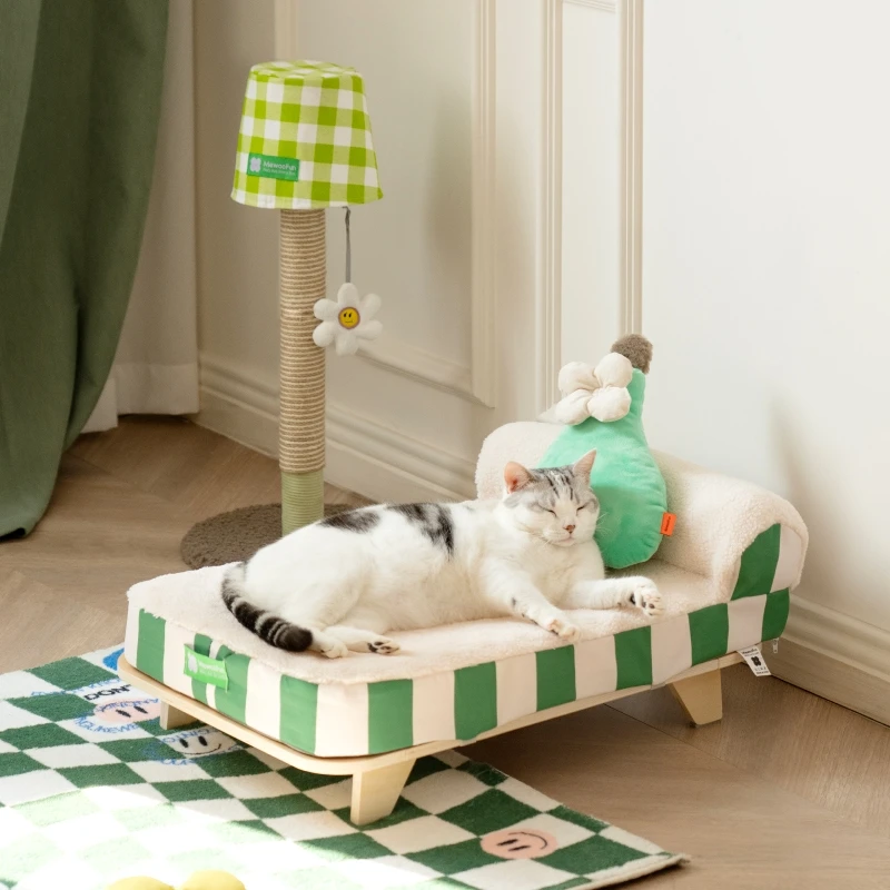 Imagem -05 - Mewoofun-nordic Elevated Pet Stool Bed com Almofada Aconchegante e Travesseiro Sofá-cama com Pernas de Madeira Resistente para Cão Pequeno e Gatinho