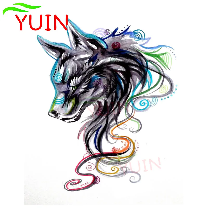 Creativity Painted Tribal Wolf Line Art Car Sticker Fashion Bumper Decoration Accessories Motorcycle Waterproof Decal 15*13cm