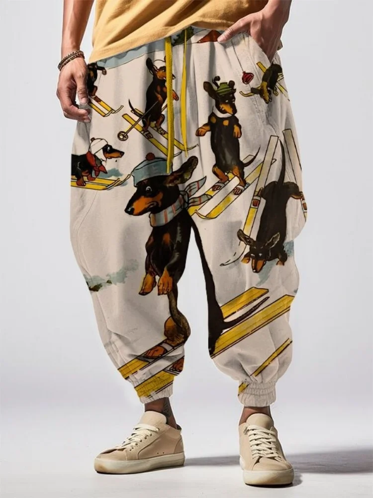 

Funny Cartoon Printed Pants Holiday Summer Elastic Waisted Drawstring Harem Trousers Men's Clothings 2026 Sweatpants New Bottoms