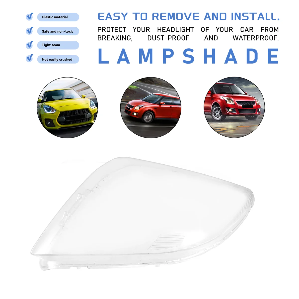 

Car Headlight Lens Cover Transparent for Suzuki Swift 2005-2016 Left-A77Q