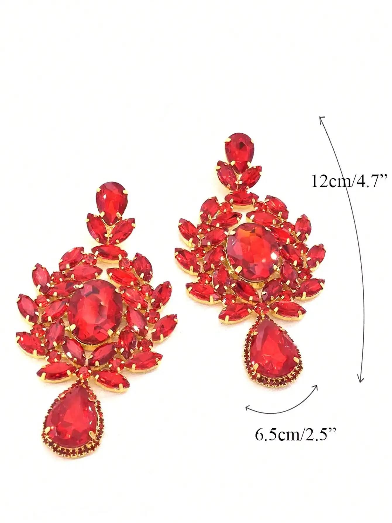 4,3" Super Bling Ellipse Champagner-Kristall Abendparty-Ohrringe Modenschau Hochzeits-Braut-Ohrringe – Detail 8