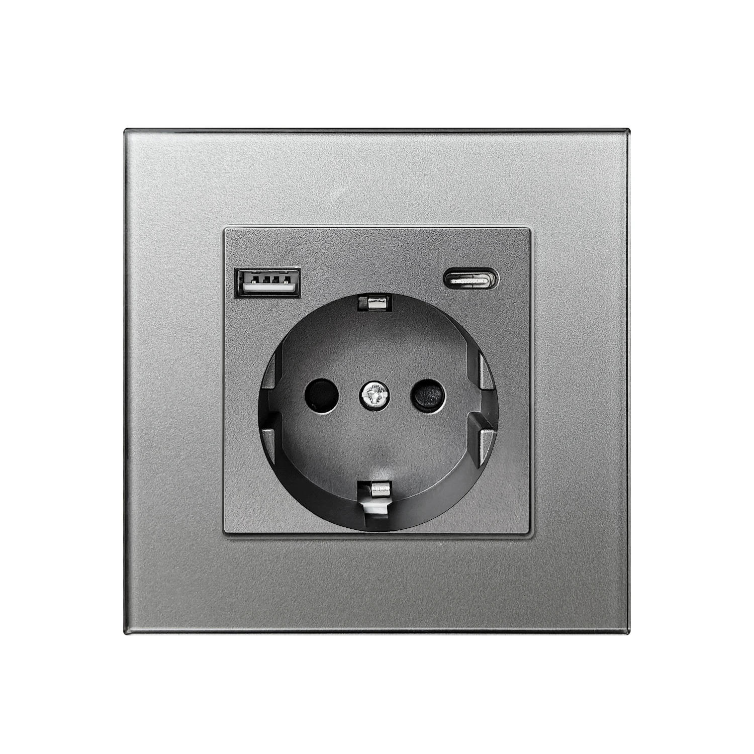 UBARO  EU Wall Socket,Equipped 16A 250V Tempered Glass Panel, Fireproof PC Base, for EU Home Office Hotel Elect
