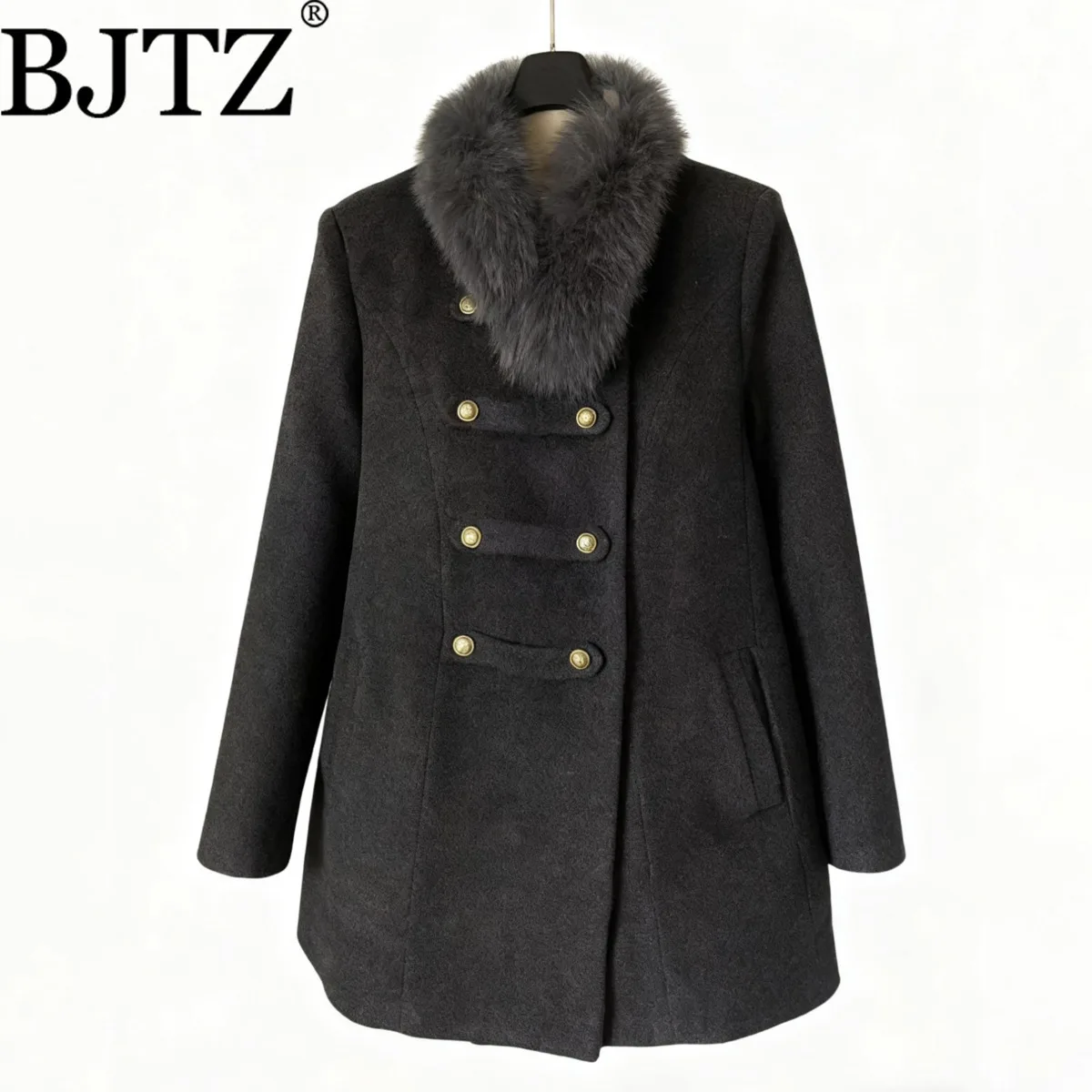 

BJTZ Winter Fleece Lined Blazer Women's Thick Wool Blend Tailored Designer Casual Chic Elegant Minimalist Premium Comfort Jacket