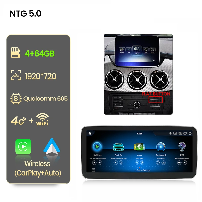 Junsun Qualcomm 665 Draadloze CarPlay Android Auto Radio Voor Mercedes Benz B Klasse W245 W246 2011-2018 GPS Intelligente Systeem - afbeelding 1