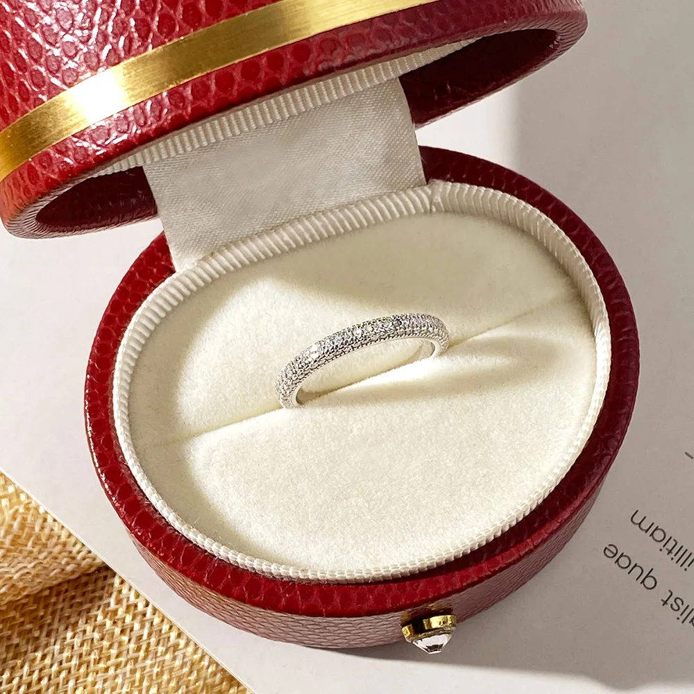 Onnelik 1mm Full Pave D-VVS1 Moissanite Eternity Band Sparkling Wedding & Engagement Ring 925 Sterling Silver Fine Jewelry Gift