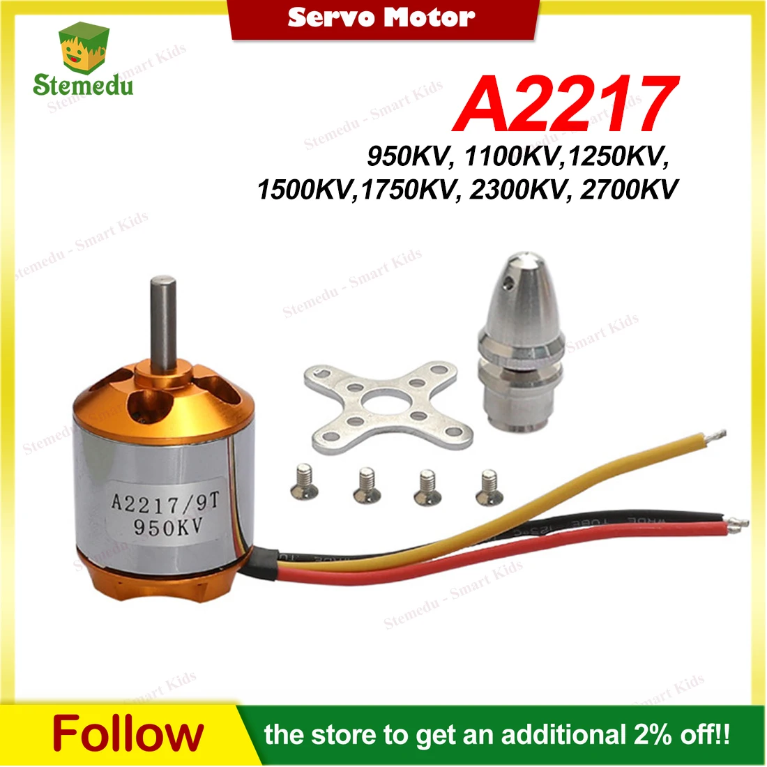 A2217 2217 950KV 1250KV 1500KV 1700KV 2300KV 2700KV Outrunner Brushless Motor For RC Airplane Aircraft Quadrocopter Multi-copter