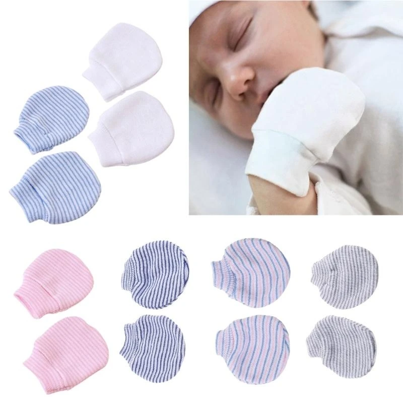 

M76C 3 Pair/set Simple Baby Mitten Newborn Anti-eat Hand Anti-Grab Face