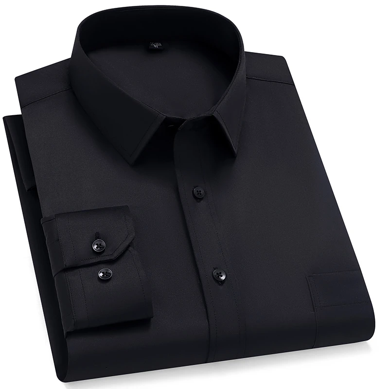 

8XL Men Shirts Long Sleeved Dress Shirts Men's Long Sleeved Shirt Classic Solid Color Business Formal Social Black white Shirts