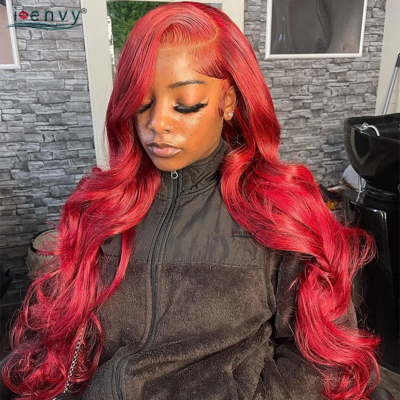 Long 32 Inches Red Lace Front Wigs Human Hair Body Wave 13X4 Hd Lace Front Wigs Burgundy Lace Front Wig For Women Ginger Blonde