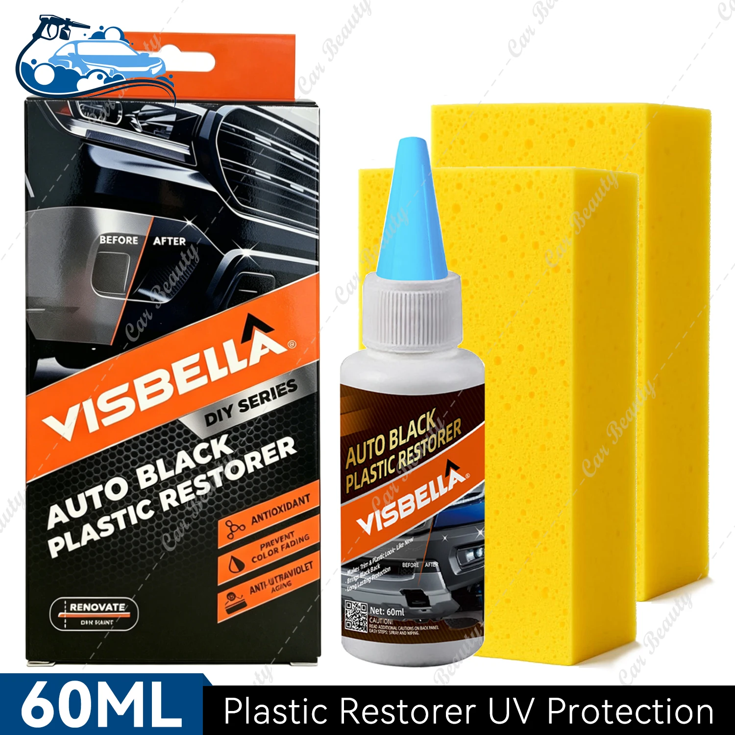 Black Plastic Restorer Car Detailing Plastic Parts Restoration Coating UV Protection Trim Dashboard Center Consoles Door Panels