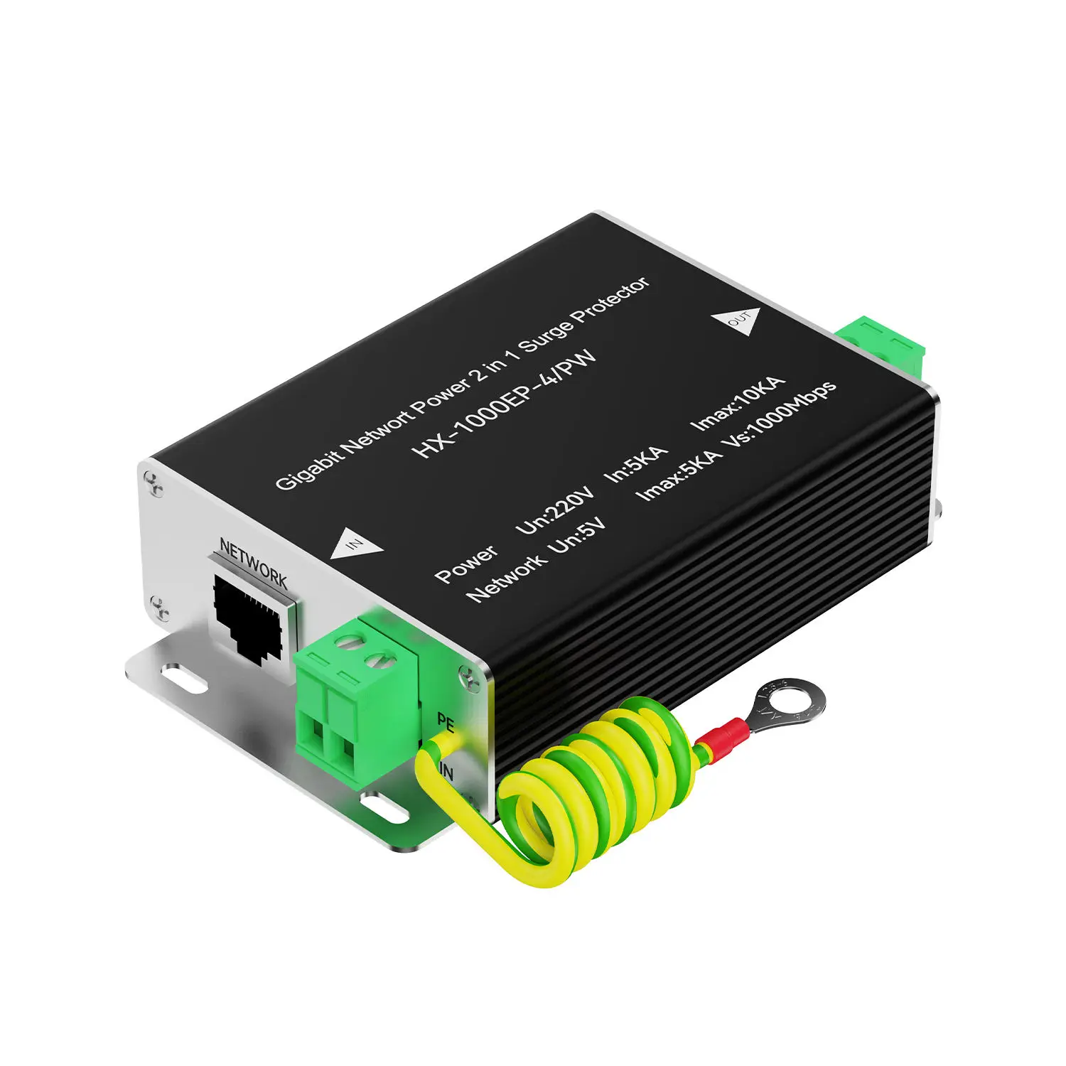 

Gigabit 1000Mbps Network Power 2 in 1 Surge Protector 220V 10KA RJ45 Ethernet Protection Device for IP Camera
