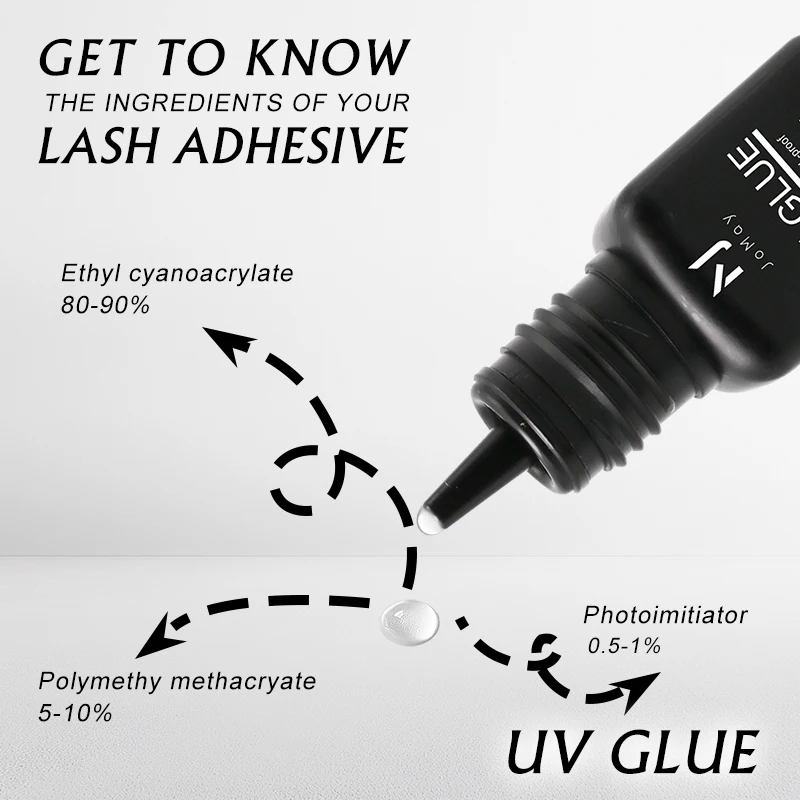 JOMAY 5ml Colla per ciglia Colla UV per ciglia per estensioni delle ciglia Bassa irritazione 0,3-2 secondi Colla ad asciugatura rapida Colla forte impermeabile