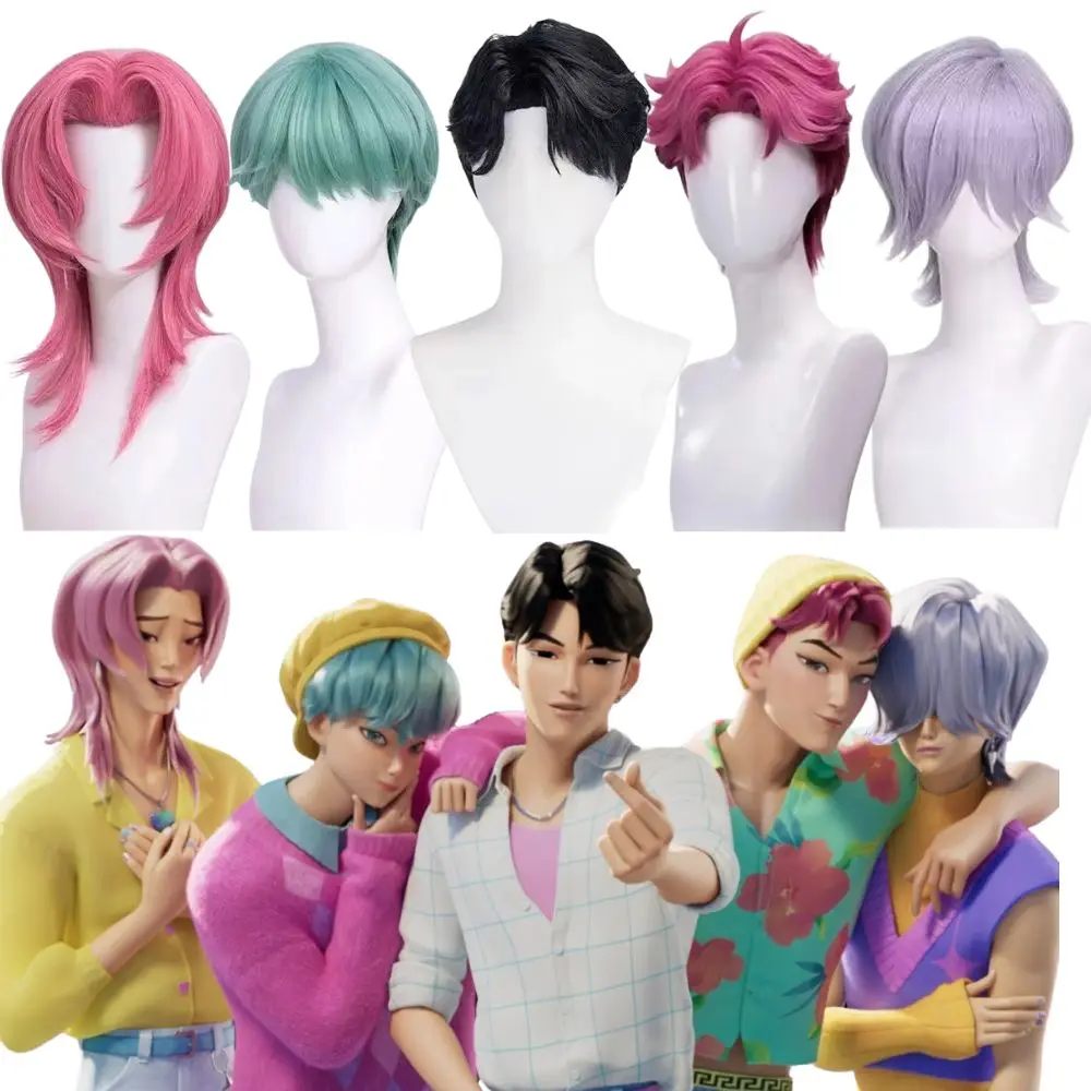 

Kpop Demon Hunters Saja Boys Jinu Baby Abby Mystery Romance Cosplay Wig for Men Hair With Free Wig Cap Halloween Accessories