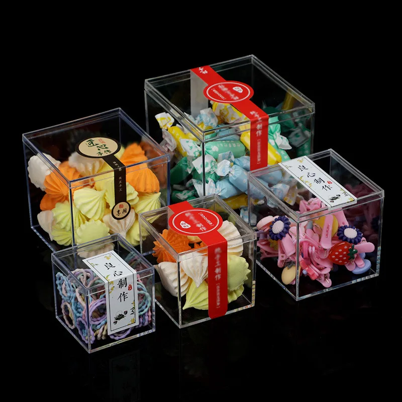 12Pcs Square Clear Transparent Candy Gift Box Birthday Wedding Favor Holder Chocolate Cookies Boxes Event Sweet Bags Jewelry