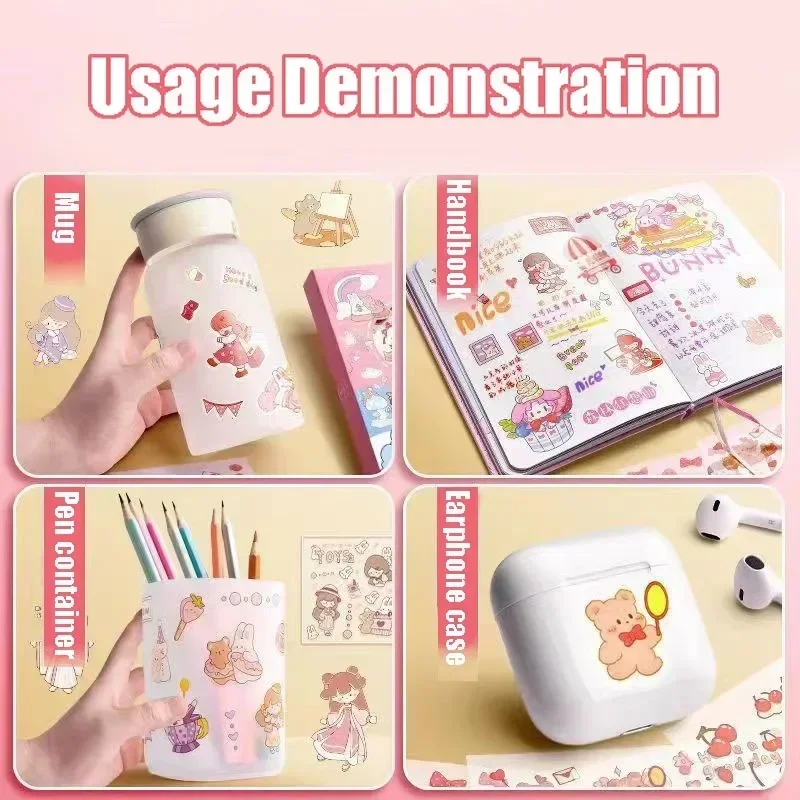 10/50Pcs Kawaii Stickers PET Pattern Cartoon Scrapbooking Cute Sticker DIY Handbook Stickers Decoration Stationery Supplies
