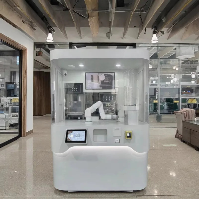 آلة بيع روبوت القهوة Ai ذات المظهر القابل للتخصيص لخدمة القهوة الباردة والساخنة والآيس كريم في طريقة مريحة #4