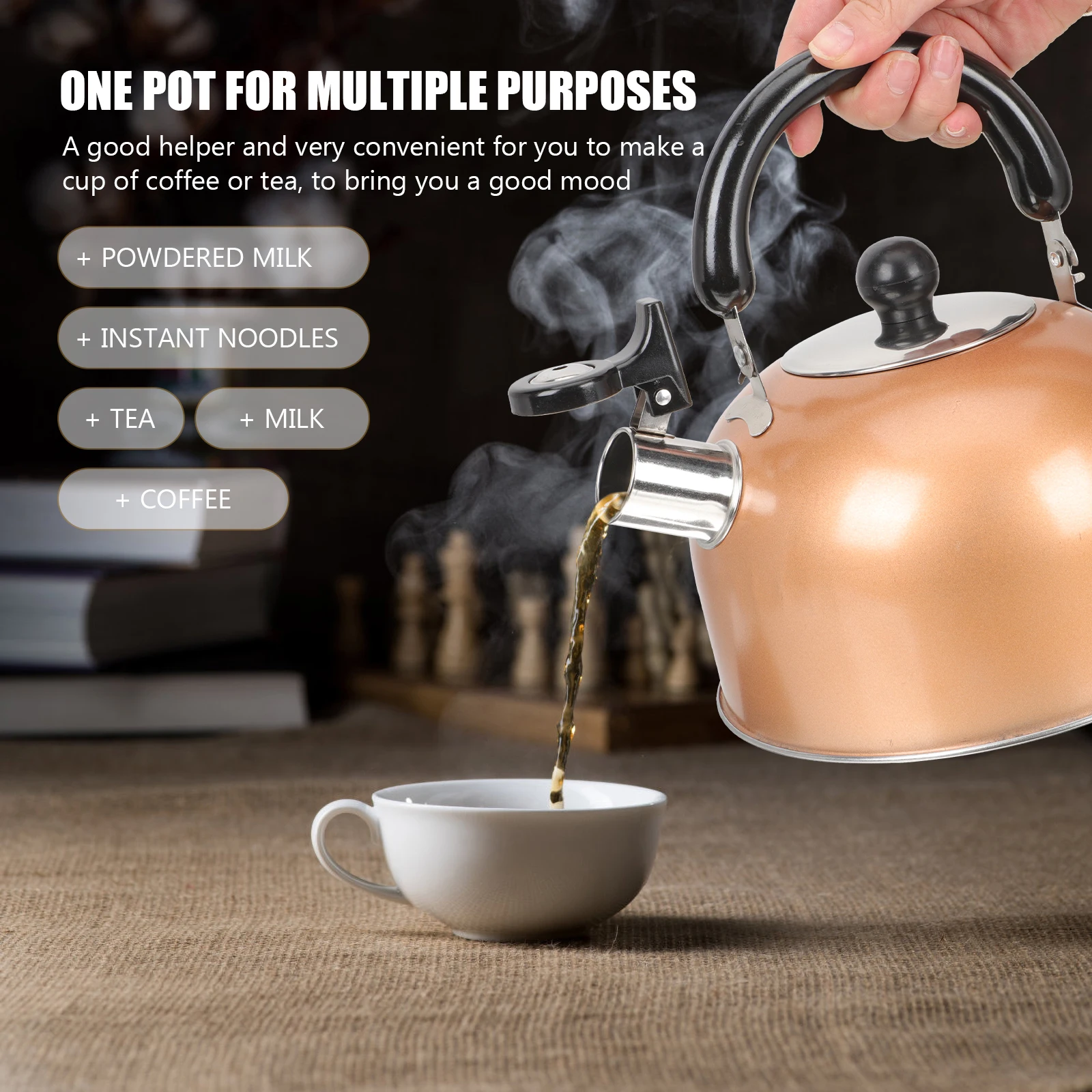

1pc Stainless Steel Water Kettle Whistling Safety Anti-Scald Handle Large Spout Fast Boiling Heat Insulated Kitchen Stovetop Tea