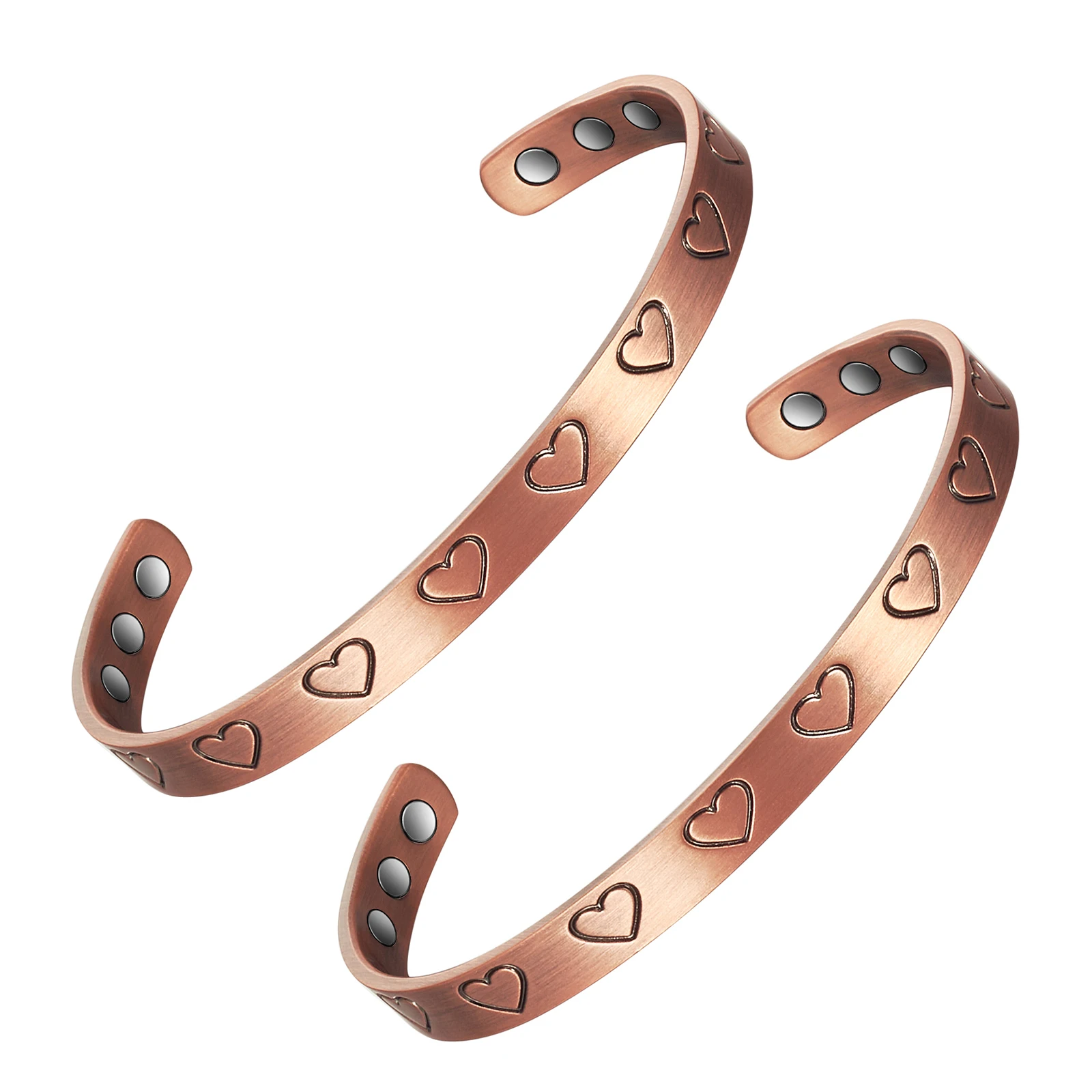 Wollet Copper Magnetic Bracelet for Women Men, 99% Pure Copper Bracelets with Magnet, Fashion Jewelry Gift (2pcs)