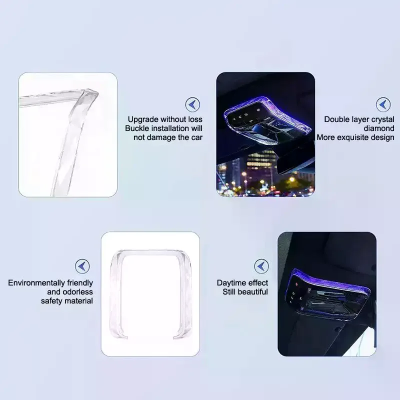 Upgrade Interior Elegance! Crystal Reading Light Frame For E300L LED Ambient Lighting, Scratch-Proof Shell