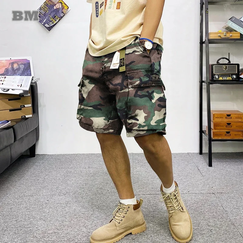 Summer Harajuku Multi-Pocket Camouflage Cargo Shorts Men Clothing Japanese Streetwear High Quality Tactical Casual Pants Male