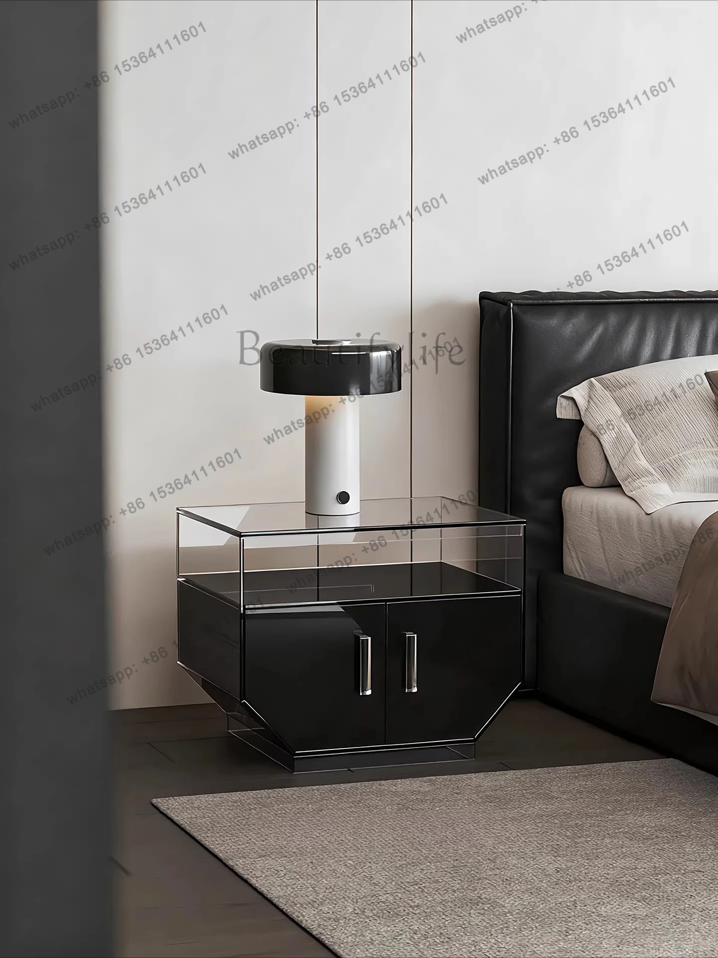 

Italian minimalist sofa side cabinet light luxury high-end living room acrylic bedside table