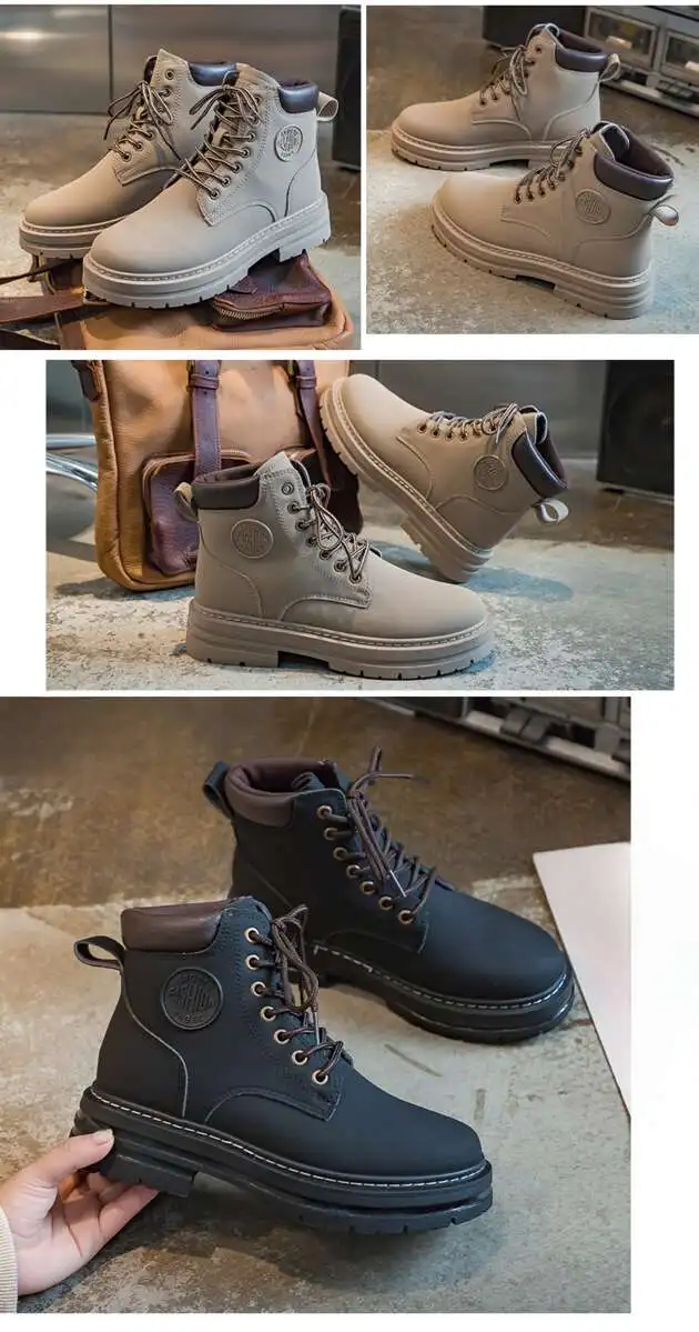 Couple Martin 2024 Automne Travail Femmes Courtes Instagram Semelle Épaisse Jaune Bottes Enfants_voghion.com