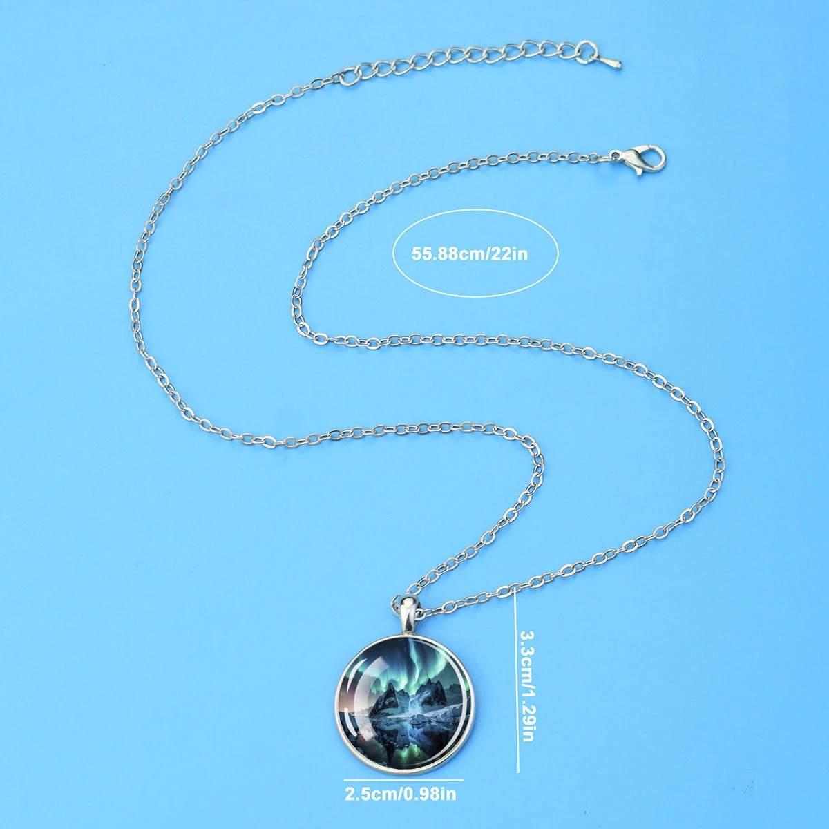 1PC Aurora Themed Necklace, Exquisite Dome Glass Pendant Necklace, Ideal Choice for Daily and Party Accessories, Holiday Gifts