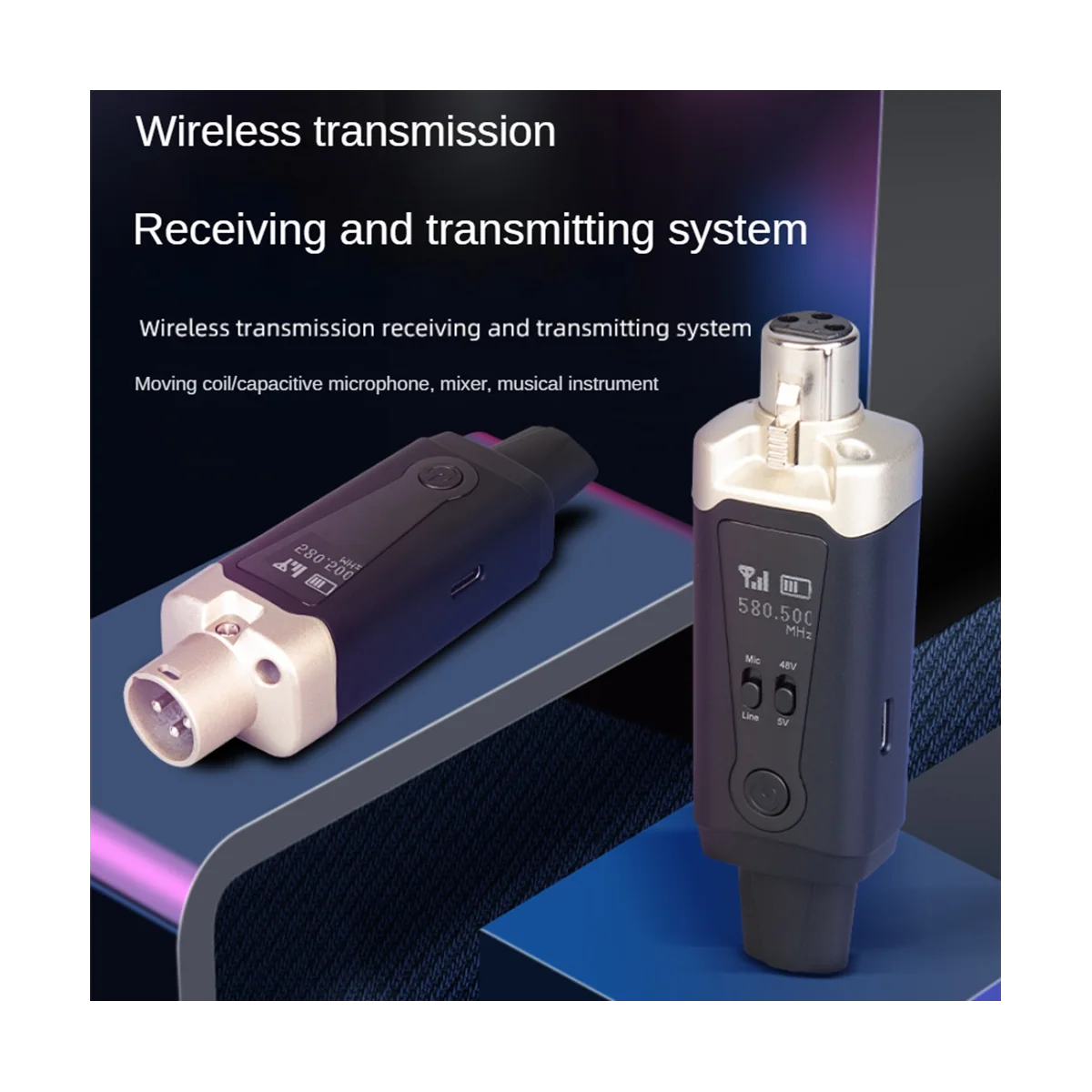 

Wireless Microphone System UHF Wireless XLR Transmitter and Receiver for Dynamic Microphone, Audio Mixer, PA System