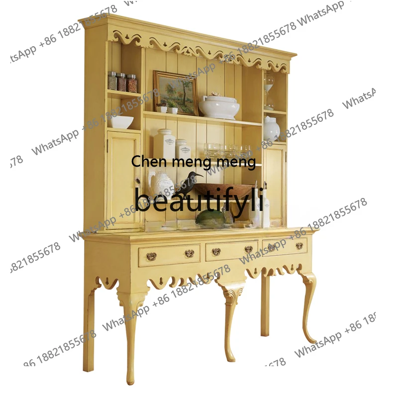 

Solid wood desk neoclassical writing desk dresser multi-functional locker/customizableH