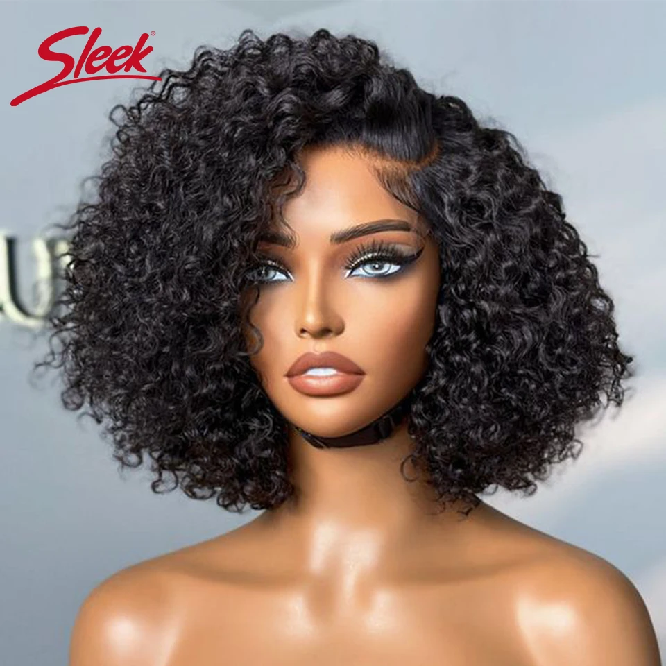 Perucas curtas encaracoladas do cabelo humano do Afro, preto natural, parte profunda, tipo do laço, corte escuro do Pixie, brasileiro