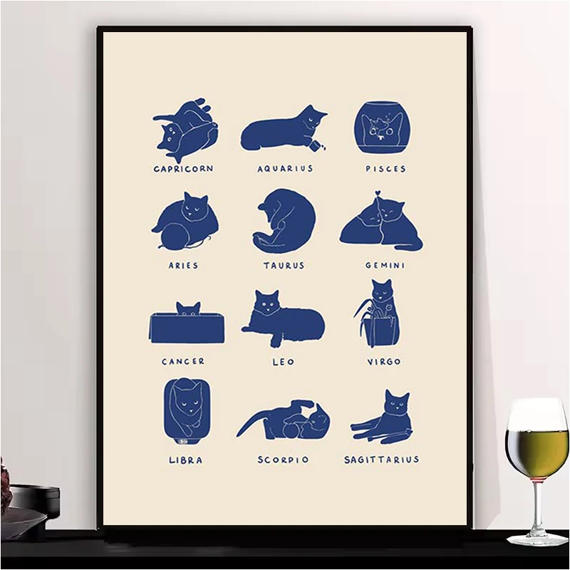 

Minimalist Aesthetic Cute Animal Wall Art Illustration Poster Home and Decoration Living Room Interior Paintings Office Decor