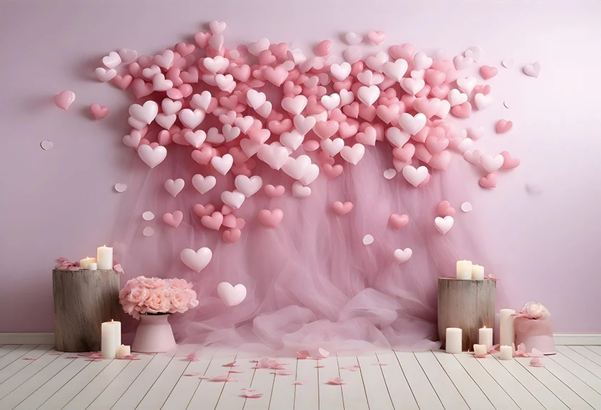 Avezano Photography Background Pink Red Love Heart Balloons Valentine’s Day Party Backdrop Lover Portrait Photozone Banner