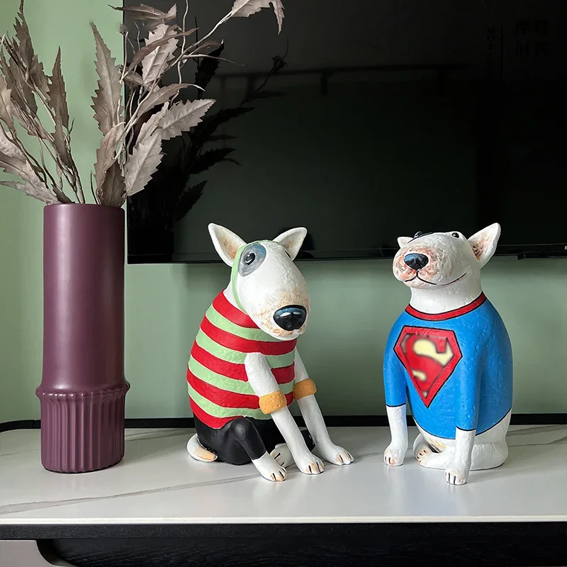 

Home Decorations Dog Sculptures Modern Room Decor TV Cabinet Desktop Ornaments Bull Terrier Statue Nordic Decoration Figurines