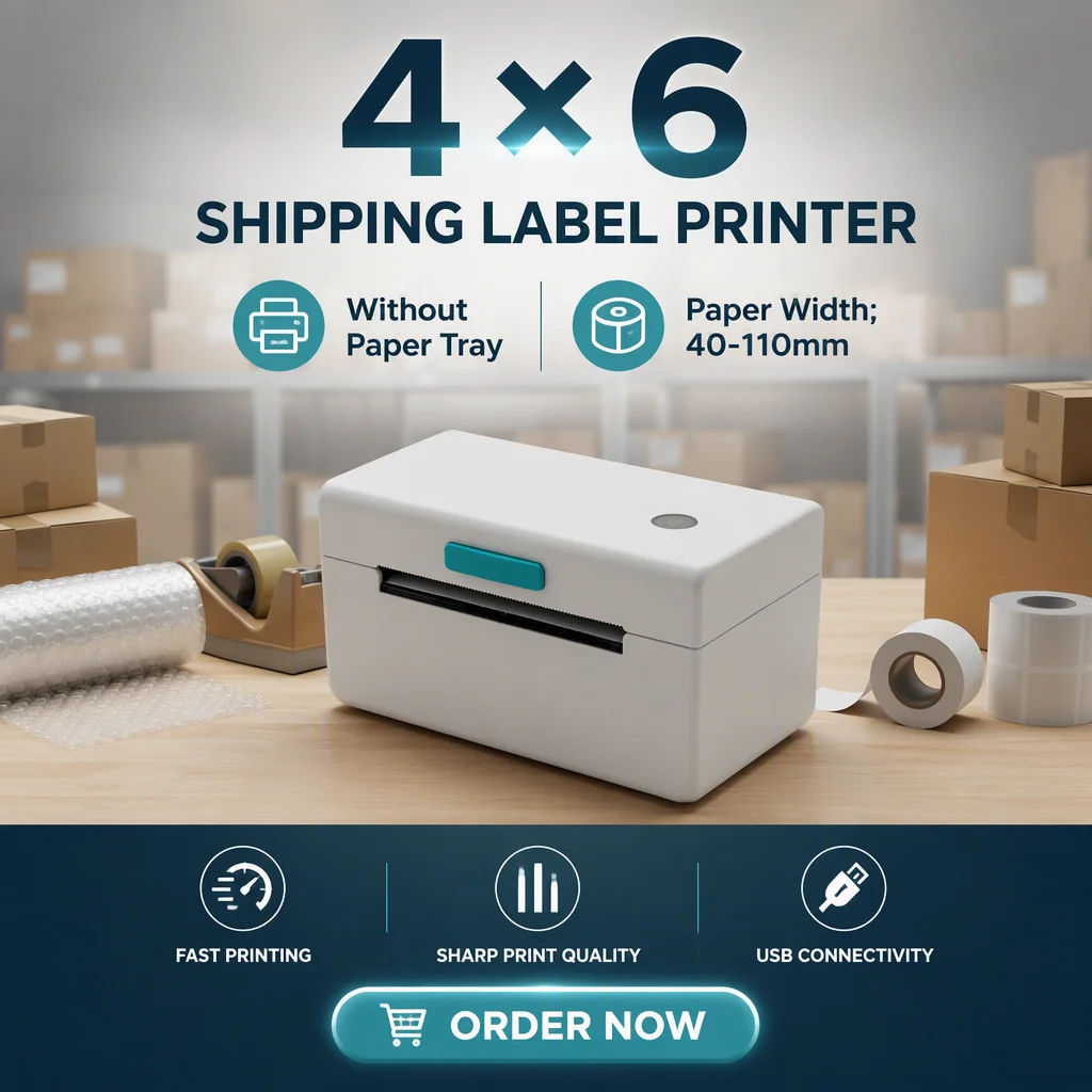110mm Thermal Shipping Label Sticker Printer Wireless Bluetooth Packages Waybill Printing Machine without Paper Tray