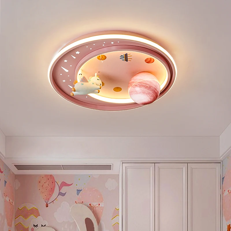 Princess Room Unicorn Ceiling Lamp Remote Control Optional Dimming LED Pink Ceiling Chandelier for Bedroom Nursery Room Girl Kid