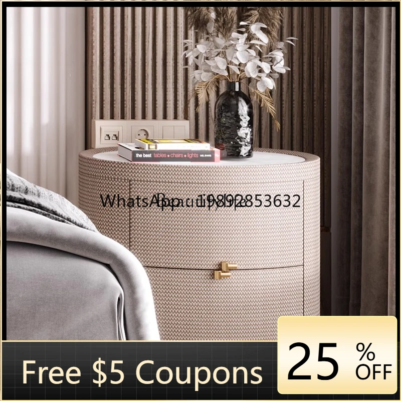 

W1 4*Simple luxury bedside table Italian light luxury modern beige bedroom storage cabinet