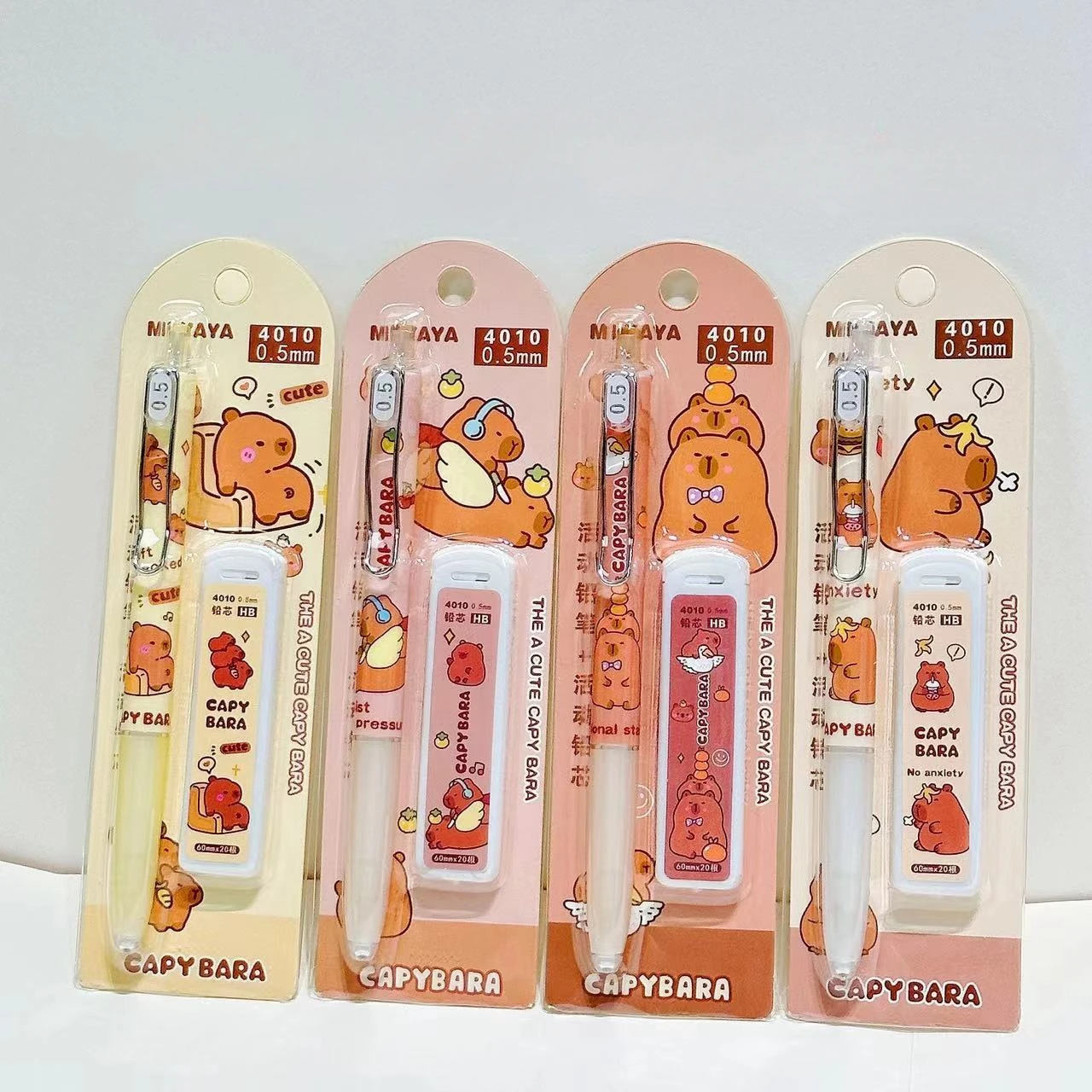 Cartoon Capybara Mechanical Pencil Set With Refill Leads 0.5mm Kawaii School Office Writing Pencils Cute Stationery Gift