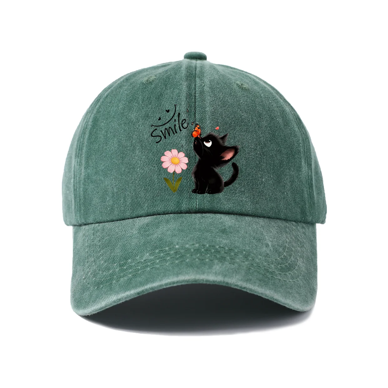 Smile Art Baseball Cap, Vintage Washed Adjustable Unisex Dad Hat, Travel Gift