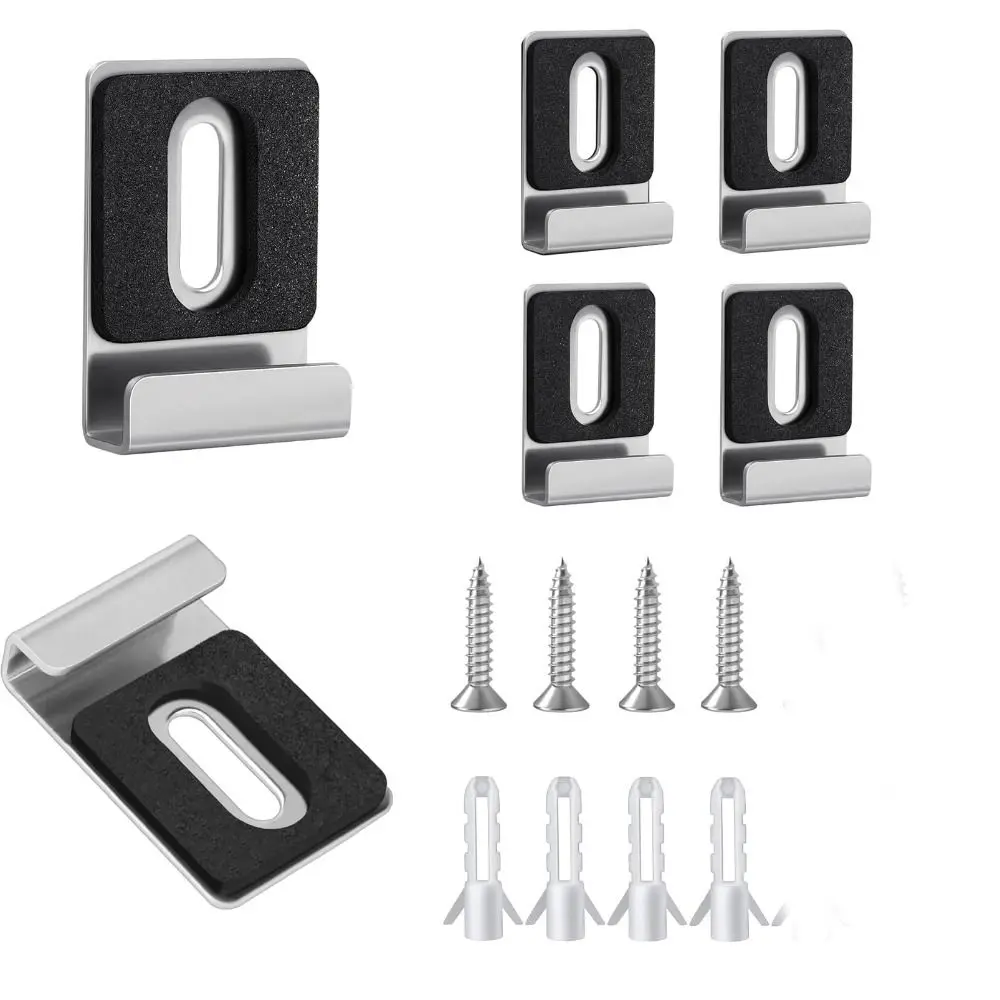 4pcs 304 Stainless Steel Mirror Clips Included Screws Matte Black Mirror Holder Rubber Pads Mirror Brackets Bathroom Mirror