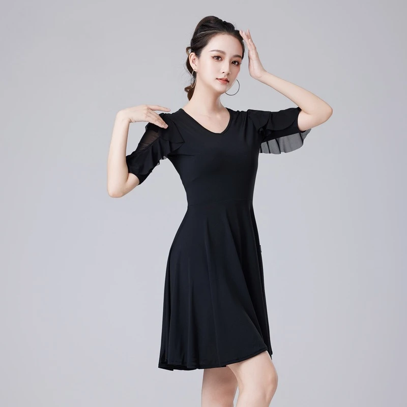 فستان رقص لاتيني للسيدات البالغات ملابس تدريب أداء جديدة ملابس أداء قياسية وطنية