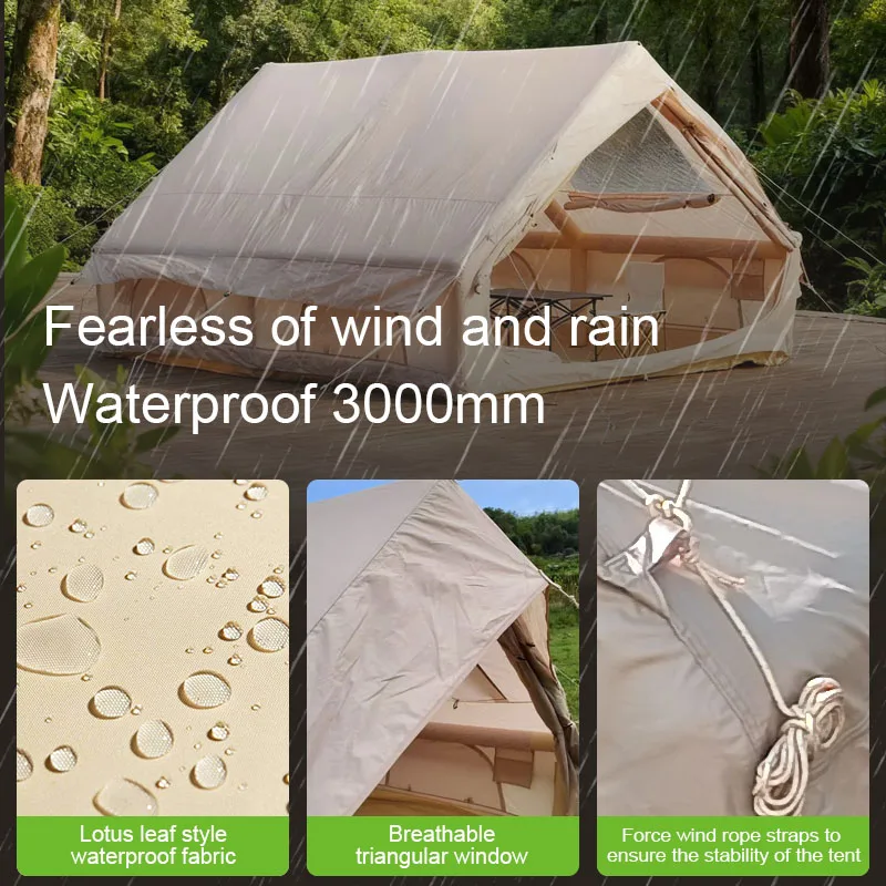 12 square Meters Inflatable Tent Outdoor Camping Folding Portable Cabin Thickened Waterproof Four-season Two Bedrooms