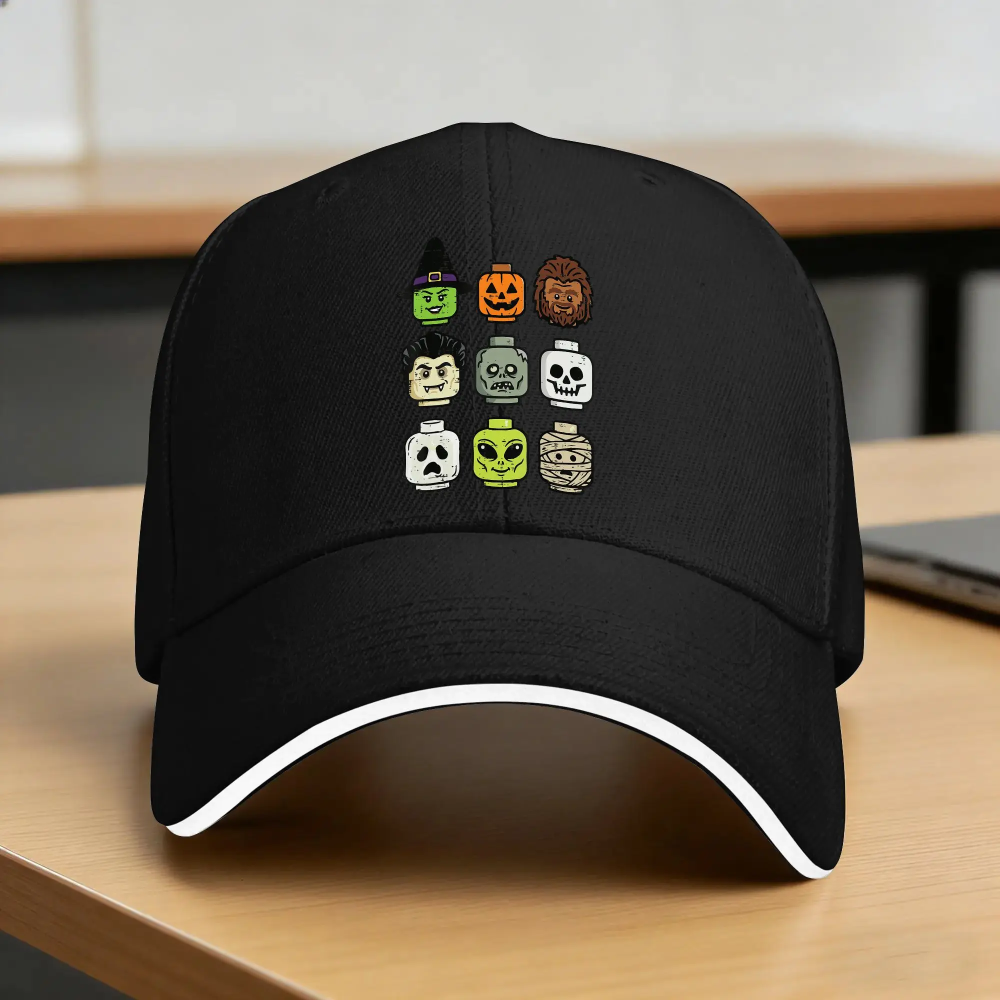 Halloween Building Blocks Head Sun Baseball Cap  Summer y2k Funny Trucker Hat For Female Male Hiking Fishing Baseball Caps