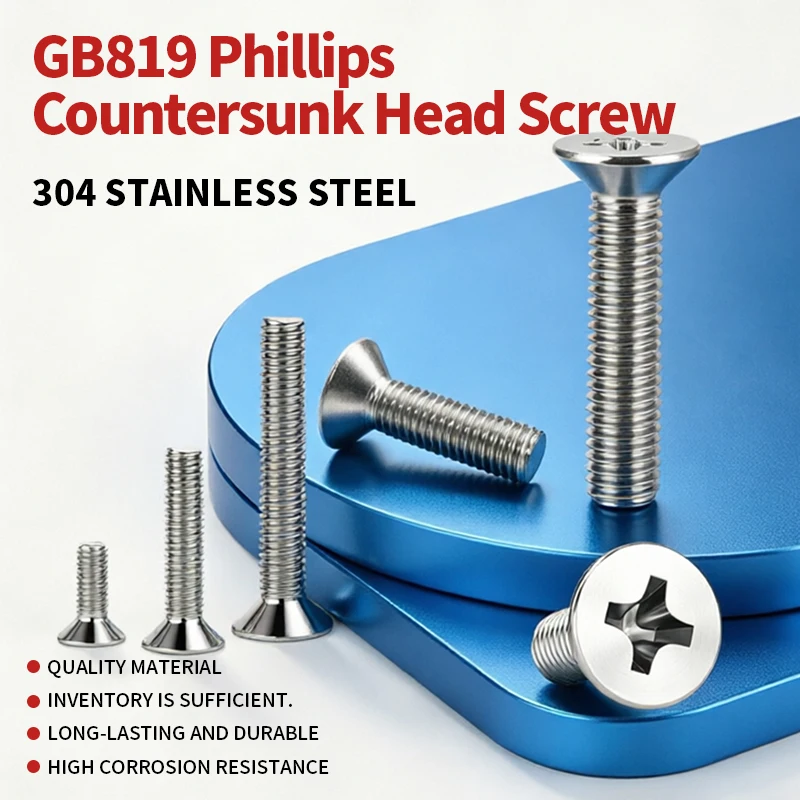 304 Stainless Steel Phillips Flat Screw GB819 Cross Recessed Countersunk Bolt M2 M2.5 M3 M4 M5 M6 M8 M10