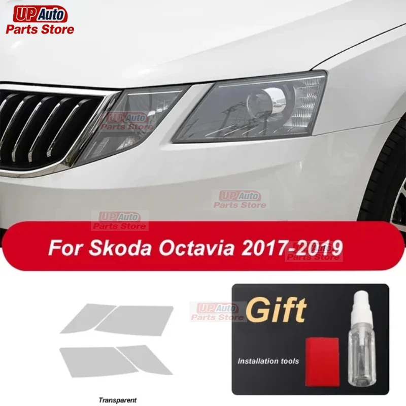 

2 Pcs Car Headlight Protective Film Headlamp Restoration Transparent Black TPU Sticker For Skoda Octavia 2017 2018 2019