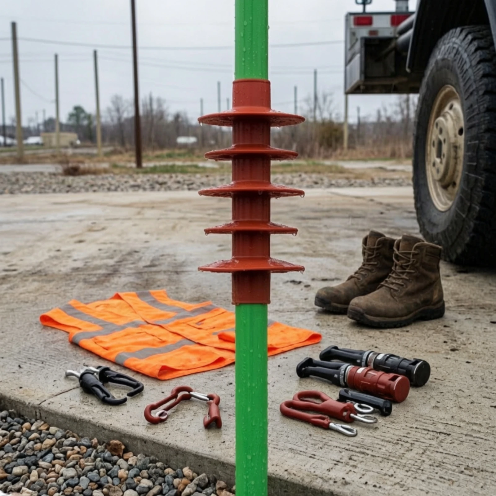 Insulating Pole Cover Lightweight Silicone Rain Cover Weatherproof Capuchon Sleeve for Outdoor Utility Poles